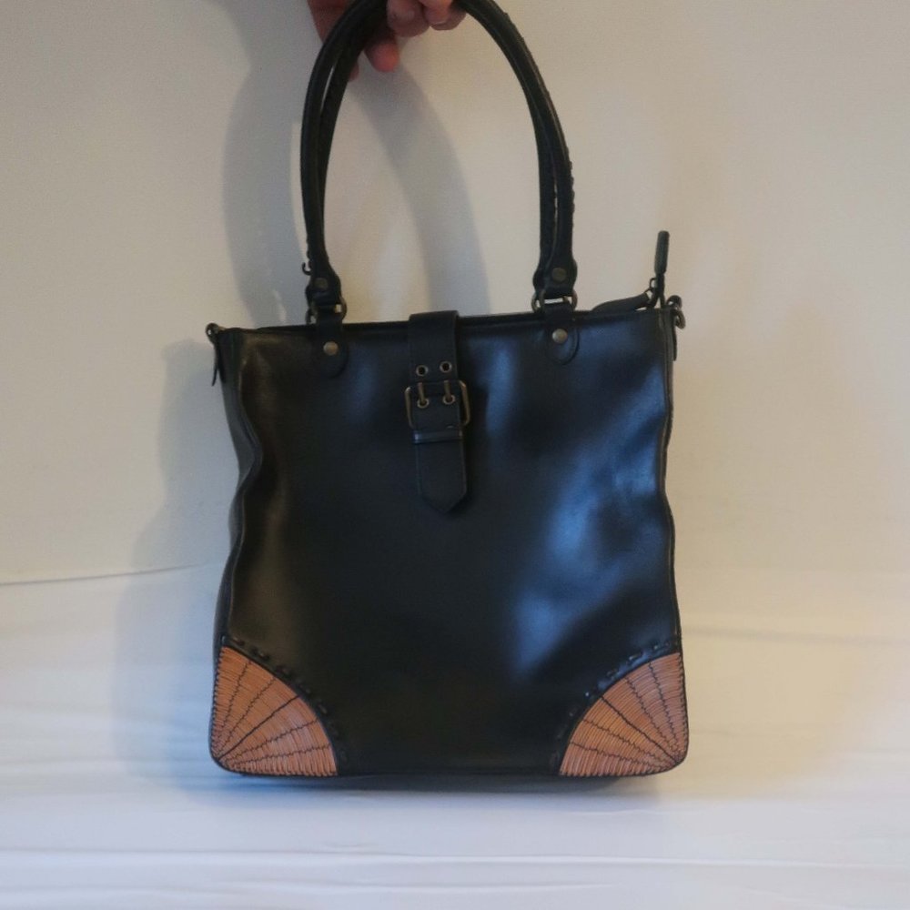 Nicole Miller Black and Tan Shoulder Bag